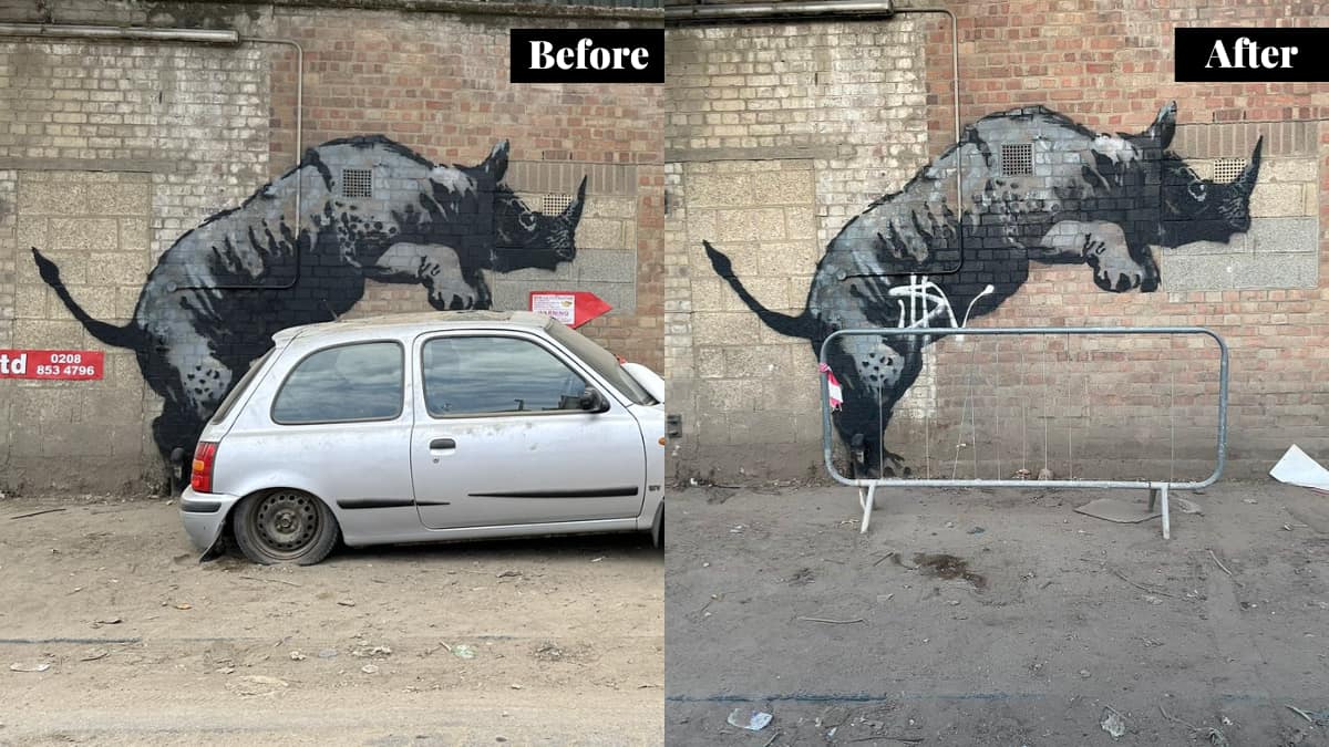 Banksy's street art defaced by vandal; new art piece moved to secure location
