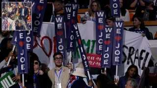 Watch: Biden supporters heckle protesters displaying 'Stop Arming Israel' sign at DNC