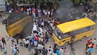 Bharat Bandh: Mob in India’s Bihar tries to set on fire school bus carrying children. Shocking video