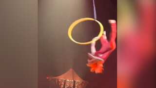 Watch: Dramatic circus stunt goes wrong as aerial hoop artist loses grip, falls down