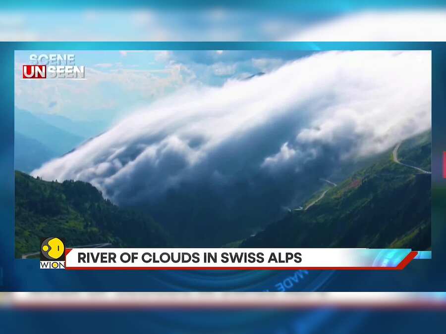 Thick, voluminous clouds descend on Swiss Alps