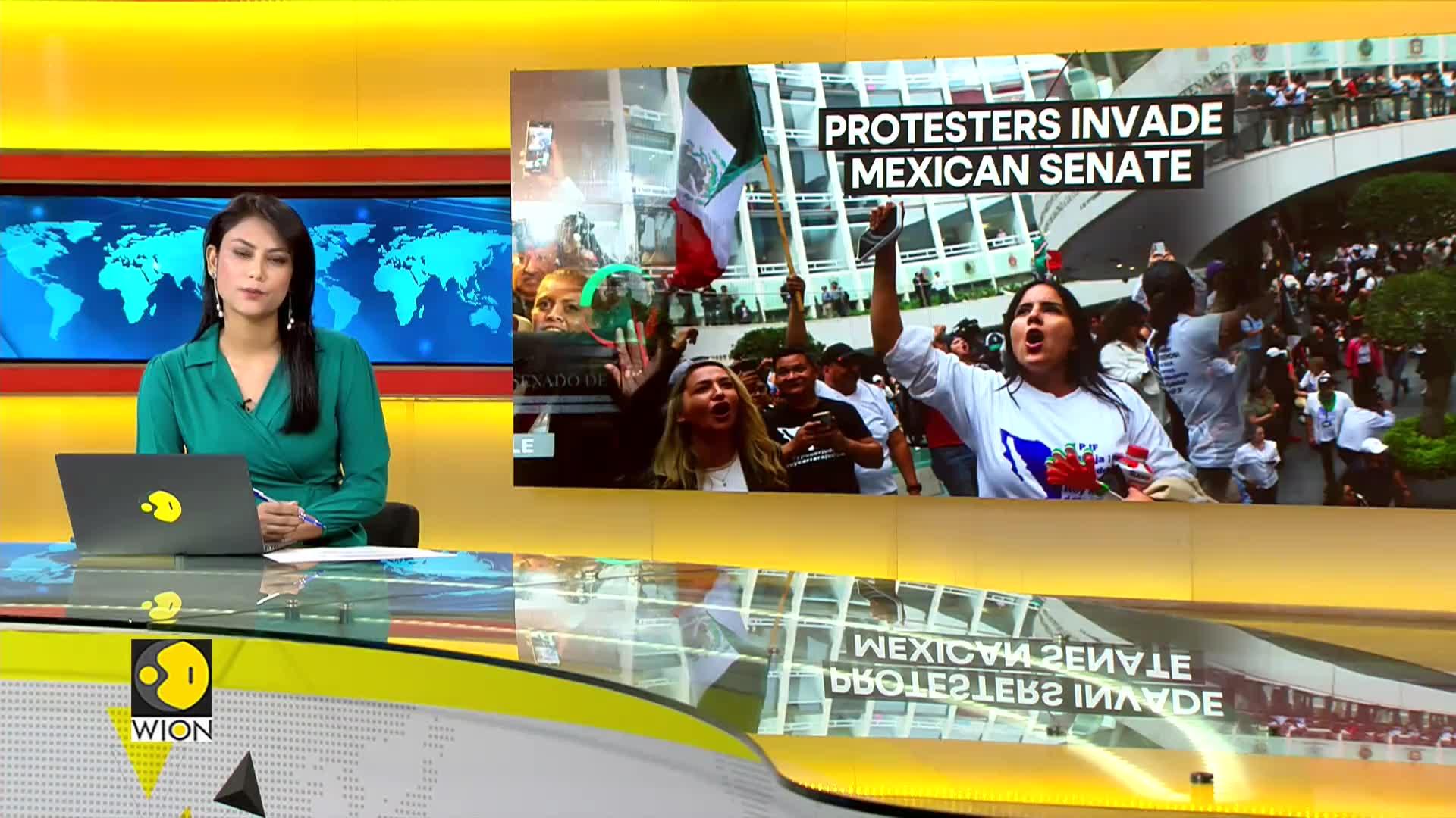 Protesters storm Mexico’s senate to disrupt judicial reform debate