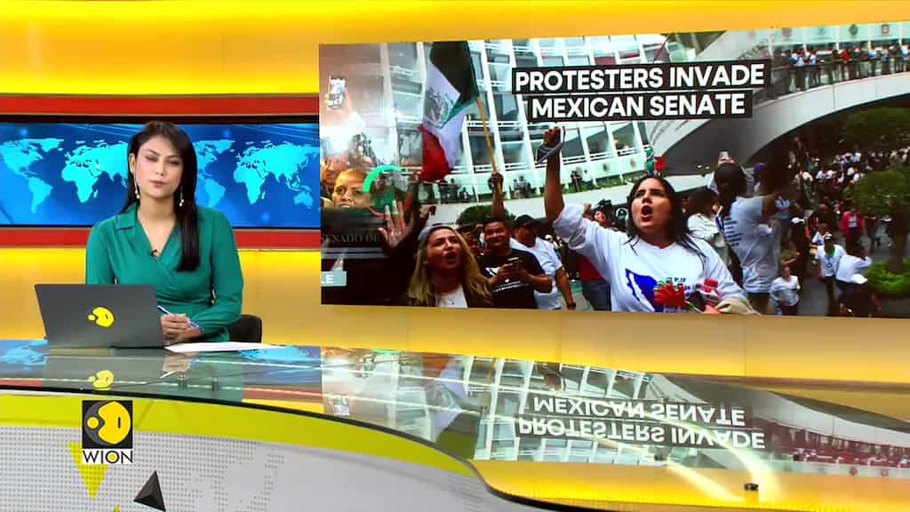 Protesters storm Mexico’s senate to disrupt judicial reform debate