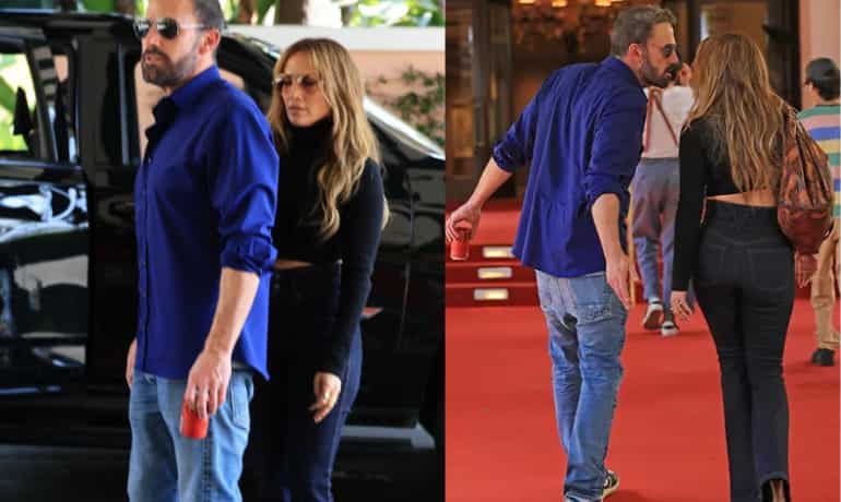 Jennifer Lopez, Ben Affleck spotted kissing, holding hands in their first outing since filing for divorce