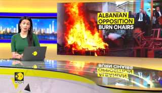 Albanian Opposition Stages Protest, Setting Chairs on Fire Outside Parliament