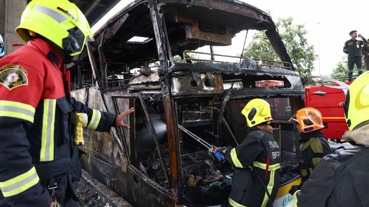 School bus in Thailand going on field trip catches fire, 25 feared dead