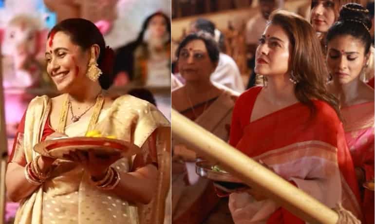 Bengali beauties! Rani Mukerji and Kajol don traditional avatar for sindoor khela