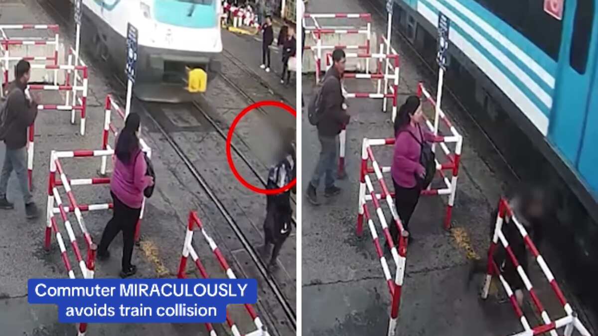 Scary video! Man looking at phone narrowly escapes getting killed by speeding train