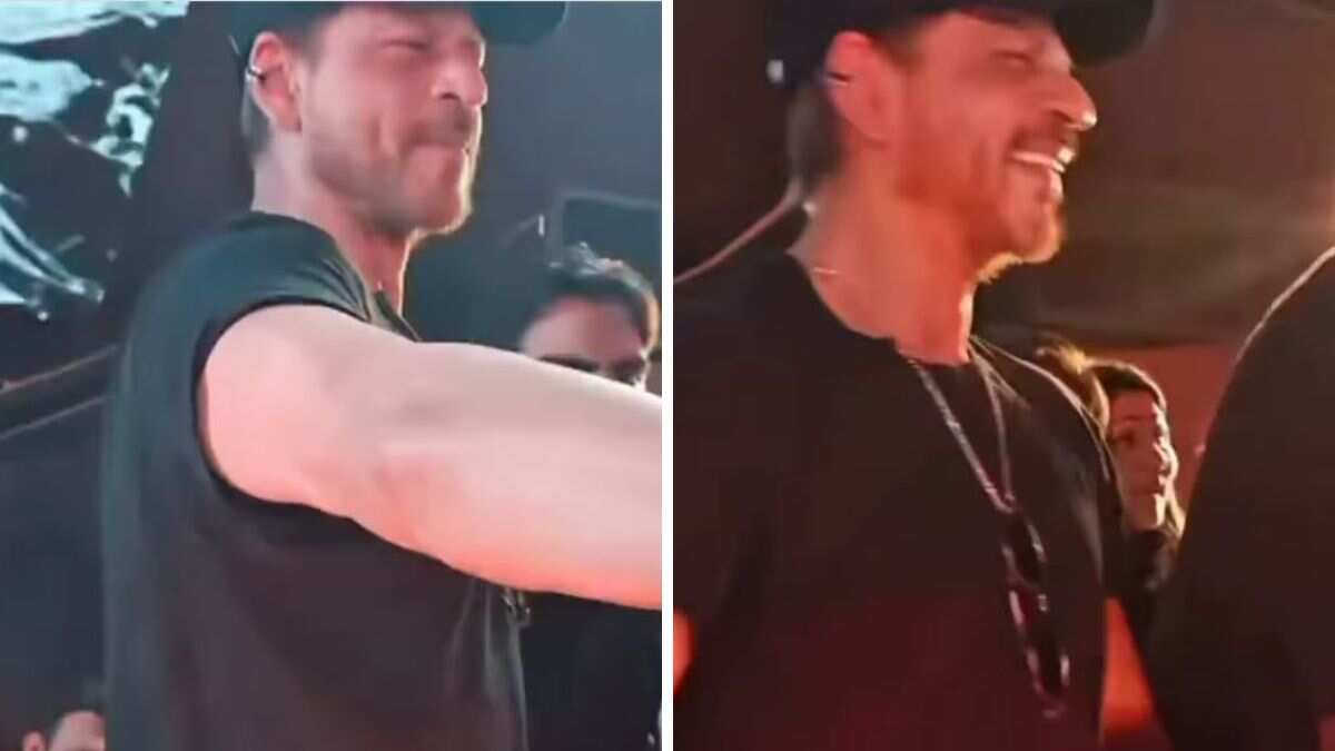 Shah Rukh Khan woos fans at an event to promote son Aryan's clothing brand- WATCH Shah Rukh Khan woos fans at an event to promote son Aryan's clothing brand- WATCH