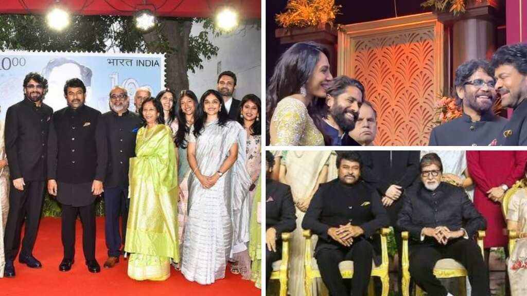 Nagarjuna introduces new family member Sobhita Dhulipala to Chiranjeevi at ANR National Awards 2024, watch