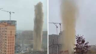 Watch: Sewage pipe bursts in Moscow, shoots tower block-sized 'fountain of poop'