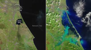 Scary images show parts of Spain appear like inland sea from space following deadly floods