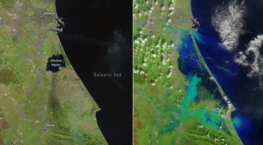 Scary images show parts of Spain appear like inland sea from space following deadly floods