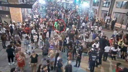 Two dead, 6 injured in shooting at downtown Orlando amid Halloween celebration, suspect caught on cam
