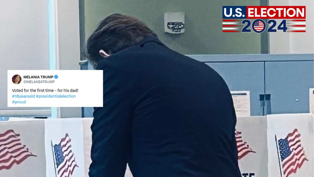 Melania shares photo of young son Barron, casting his first vote for dad Donald Trump