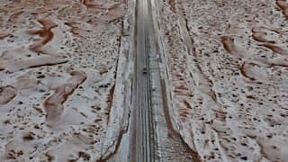 Saudi Arabia’s desert region experiences snow for first time, check videos and photos