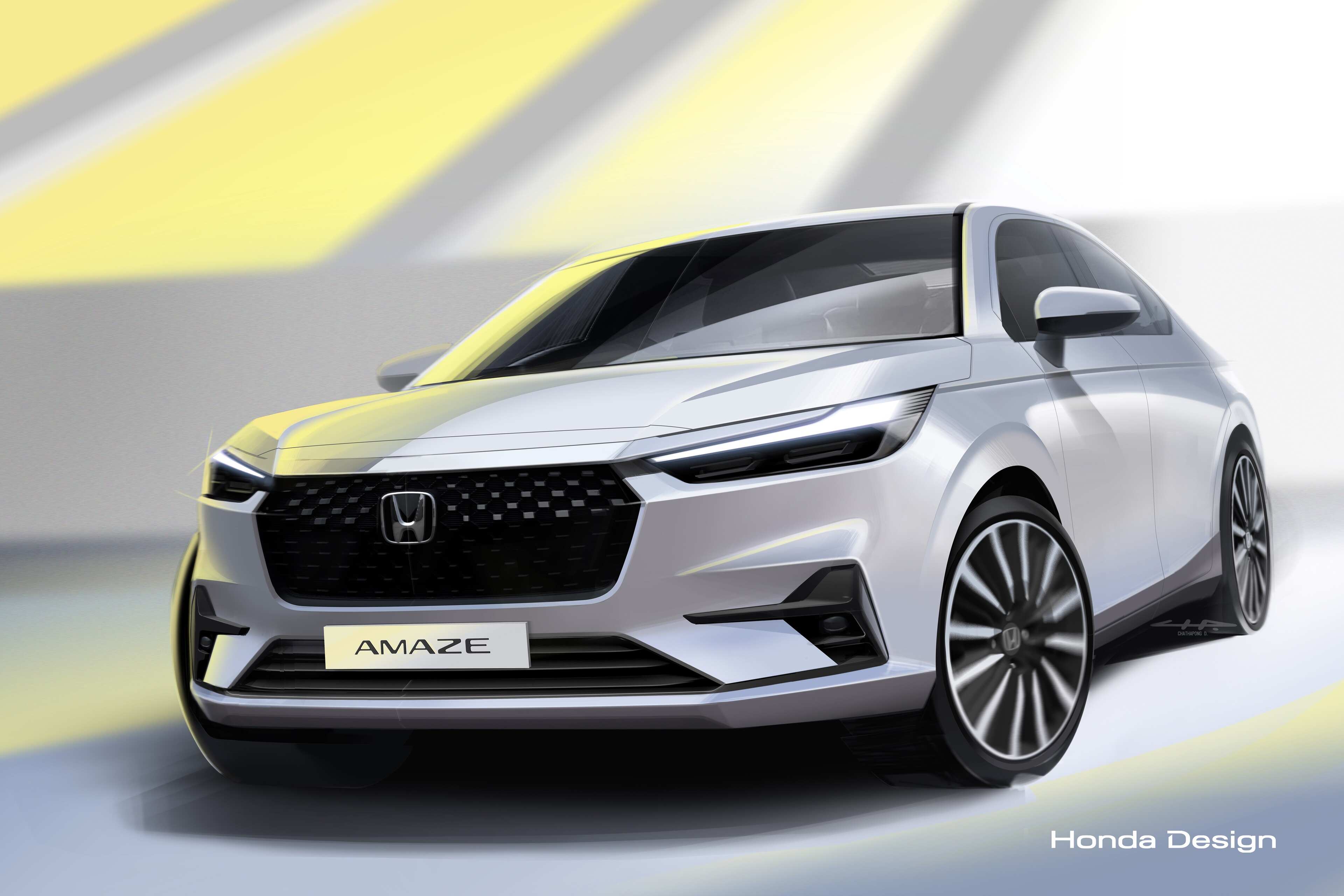 Honda unveils exterior and interior sketches of its third-generation Amaze