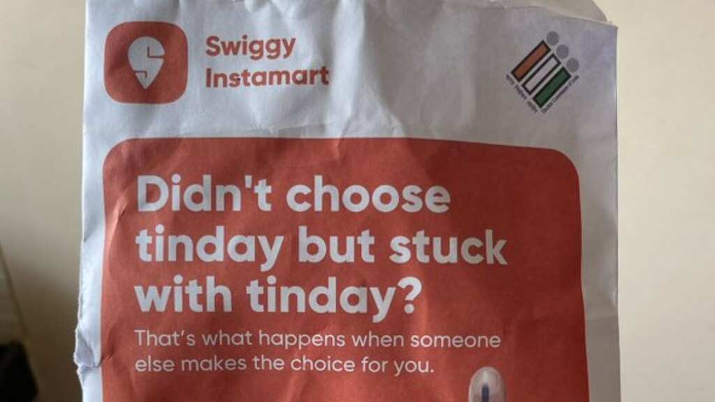 Swiggy Instamart delivers free round gourds amid Maharashtra elections