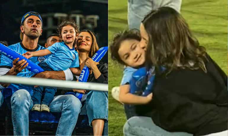 Kapoors' fun night out! Ranbir and Alia take Raha out for football match | Watch viral videos