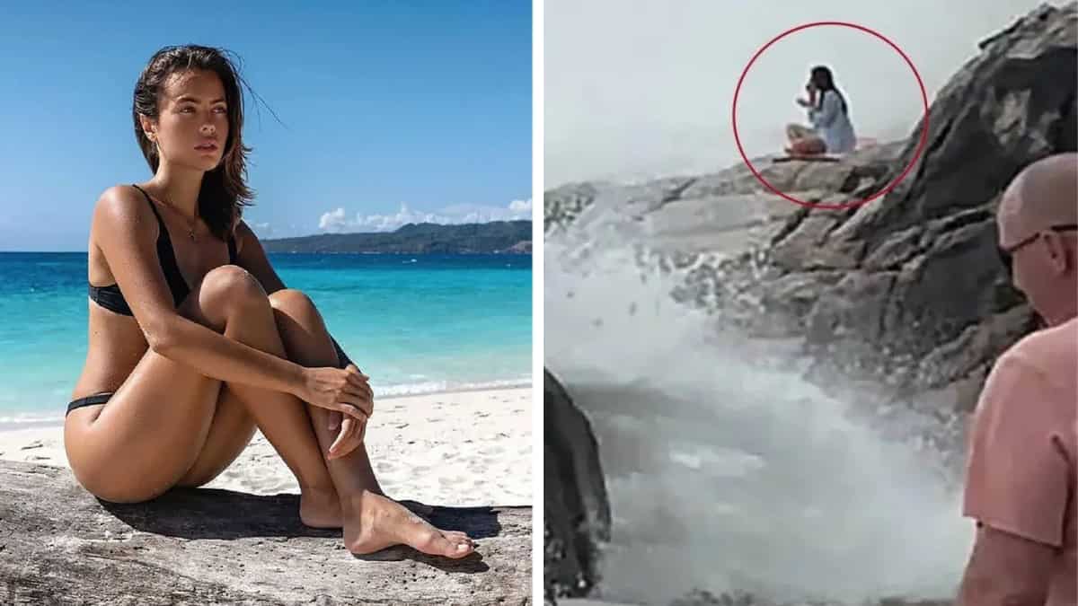 Heartbreaking video of Russian actress before being swept away by crashing waves