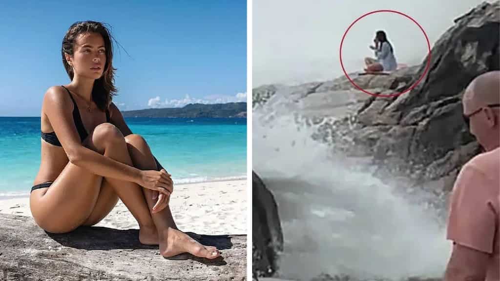 Heartbreaking video of Russian actress before being swept away by crashing waves