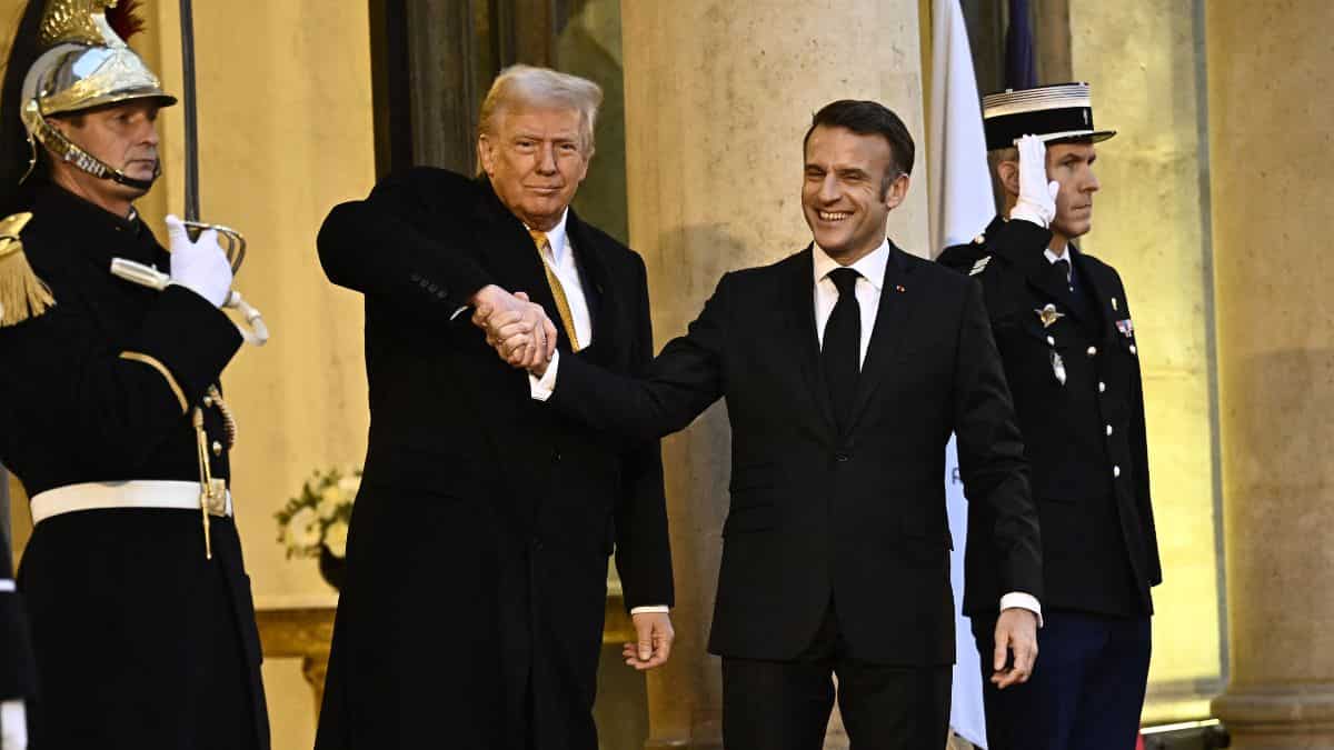 Trump in Paris: US President-elect says world 'little crazy' as he meets Macron ahead of Notre Dame reopening