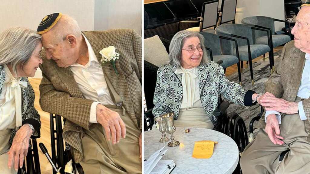 Centenarians Bernie and Marjorie set record as world’s oldest newlyweds with combined age of 202