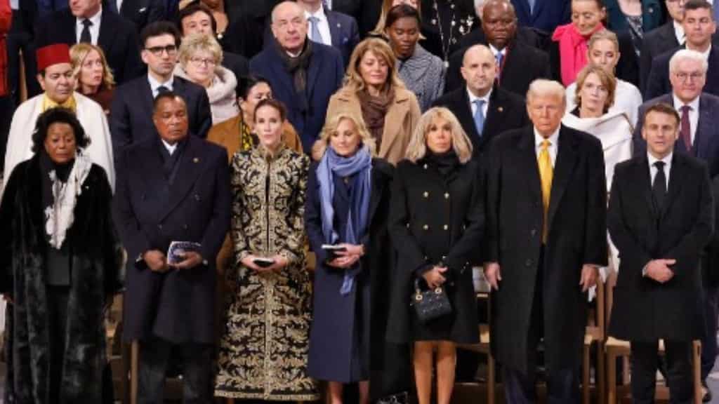 French First Lady Brigitte Macron deftly handles Trump-Jill Biden seating at Notre Dame reopening