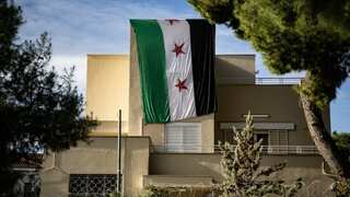 Syrian opposition flag unfurled at embassy in Greece