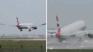 Watch: Plane wobbles scarily while landing at Heathrow airport amid Storm Darragh