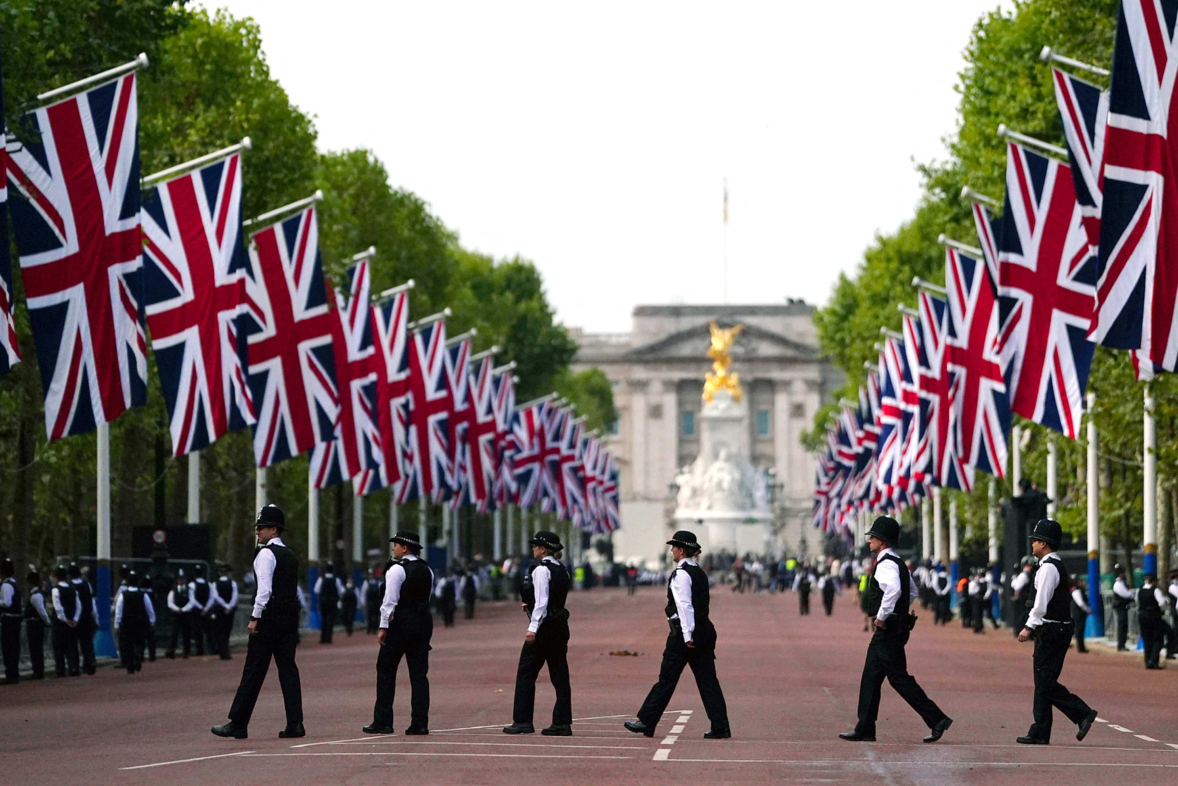 Police officers in The Mall, central London