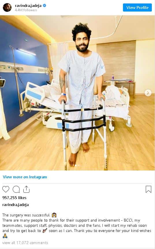 Ravindra Jadeja surgery