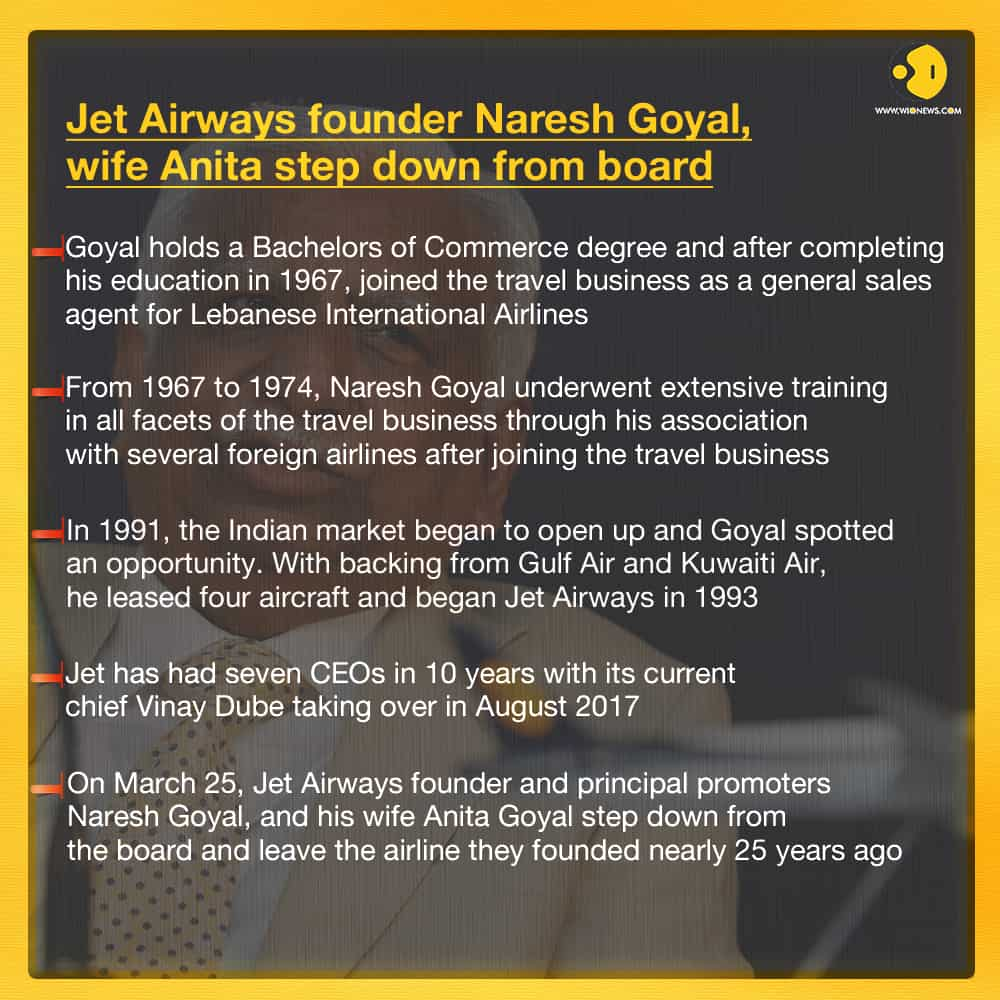 Jet Airways founder Naresh Goyal, wife Anita quit board