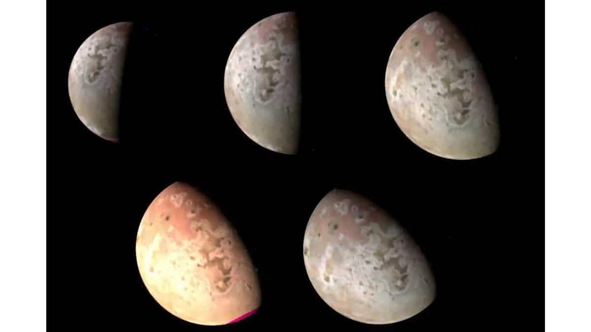 Montage of all 5 images of Io taken by NASA Juno 