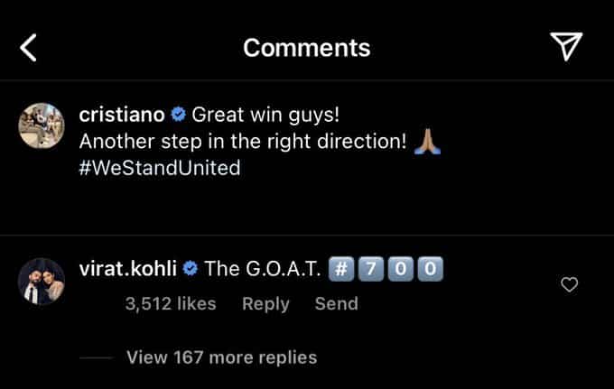 Kohli Ronaldo comment