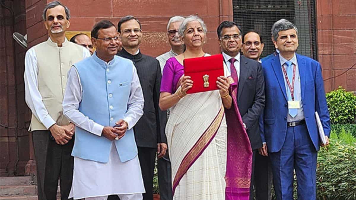 Nirmala Sitharaman poses with red tablet ahead of Budget 