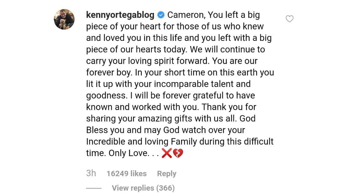 Kenny Ortega for Cameron Boyce