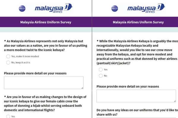 Malaysia Airlines survey form 