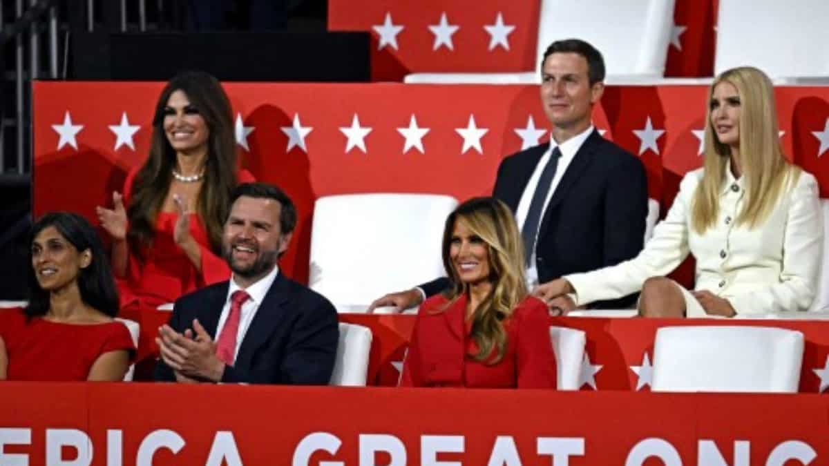 JD Vance, his wife Usha and Ivanka Trump with her husband Jared Kushner 