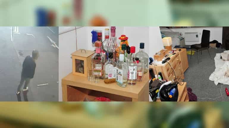 A combination of still images used in evidence in convicting Reynhard Sinaga, (L to R) CCTV image, alcohol bottles in Sinaga's flat, sleeping area in Sinaga's flat, are seen in this undated handout photo released on January 6, 2020