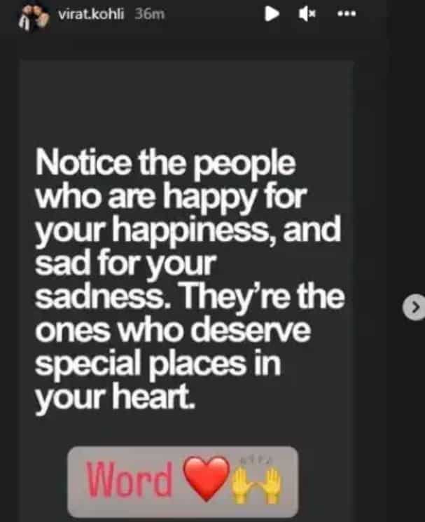 Virat Kohli IG story