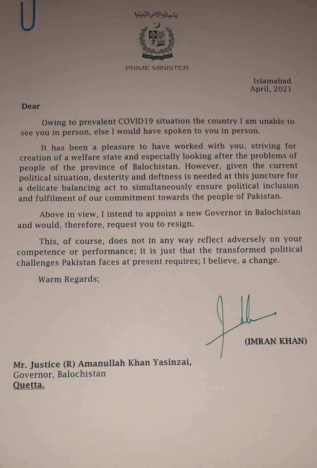 Imran Khan's letter