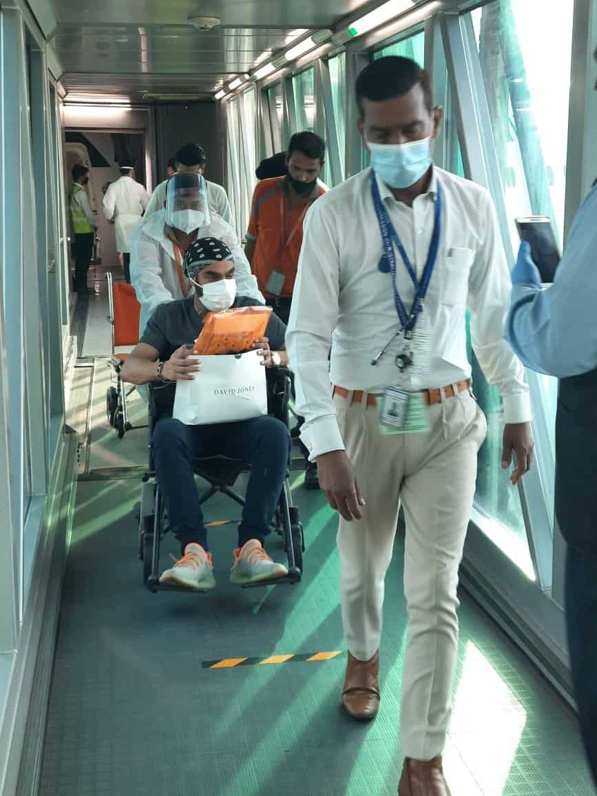 Arshdeep Singh at New Delhi airport.