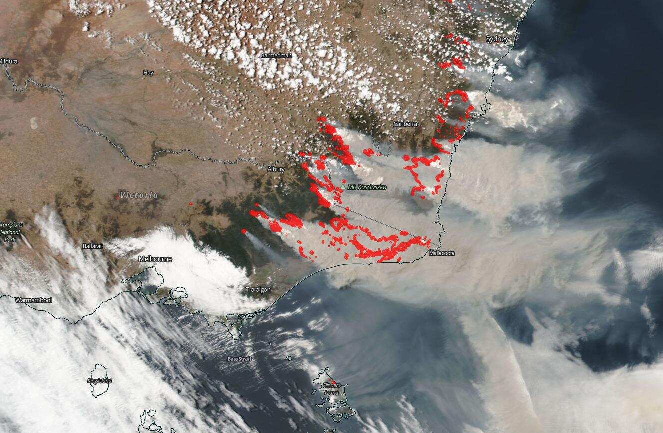 NASA picture of Australian bushfire