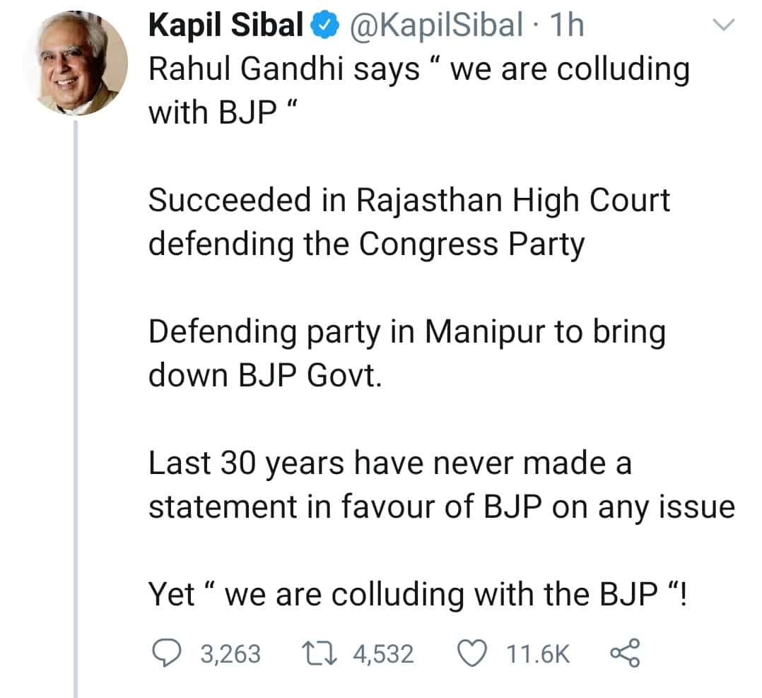 Kapil Sibal's tweet
