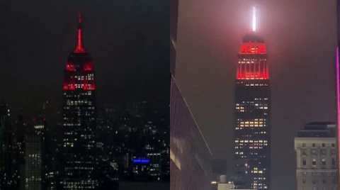 New York S Empire State Building Lights Up With Red And White Light Amid Coronavirus Pandemic World News Wionews Com