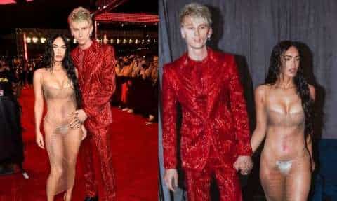 Megan Fox flashes G-string in naked see-through dress at MTV VMAs 2021