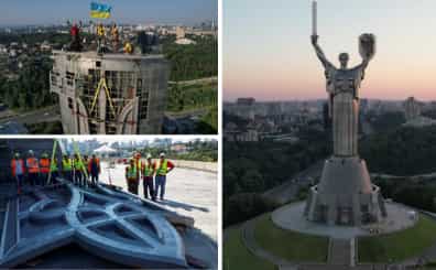 In pics | Ukraine rids 'Motherland' monument in Kyiv of Soviet era symbols