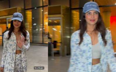 Priyanka Chopra is all smiles as she pays a surprise visit to India; watch