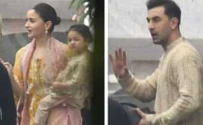 Alia Bhatt, Ranbir Kapoor and Raha step out for Diwali festivities